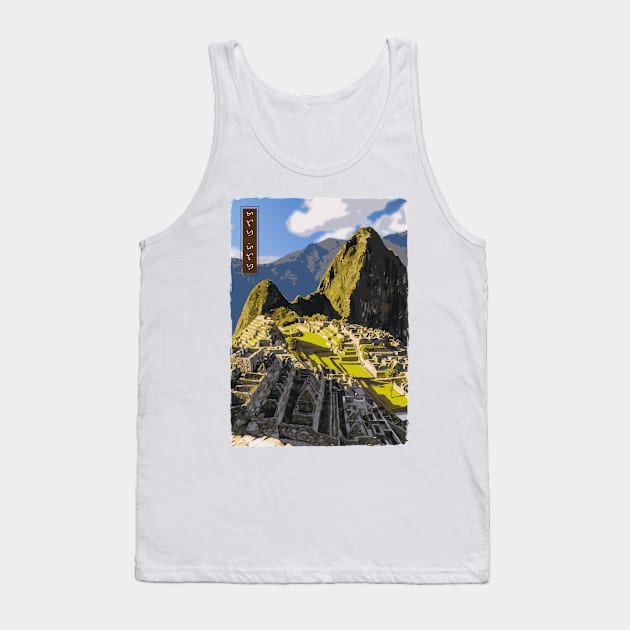 Machu Picchu - White Tank Top by Thor Reyes